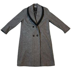 Vintage Jofeld De‎ Ball Women's Wool Coat Grey and Black 90s Double Breasted